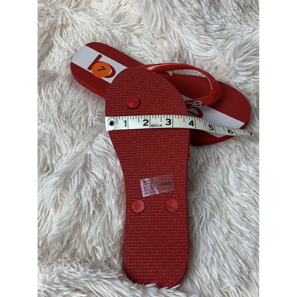 🌹Women’s Flip Flops Bebe Tierla Lightly Cushioned Footbed Size 5/6 Red/ White - Picture 12 of 12